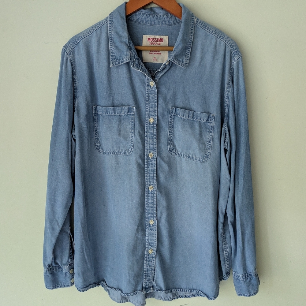 Mossimo Supply Co. Denim Boyfriend Button down Shirt XXL